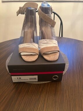 Vince Camuto Suede Ankle-Strap Heels in Whipped Mocha